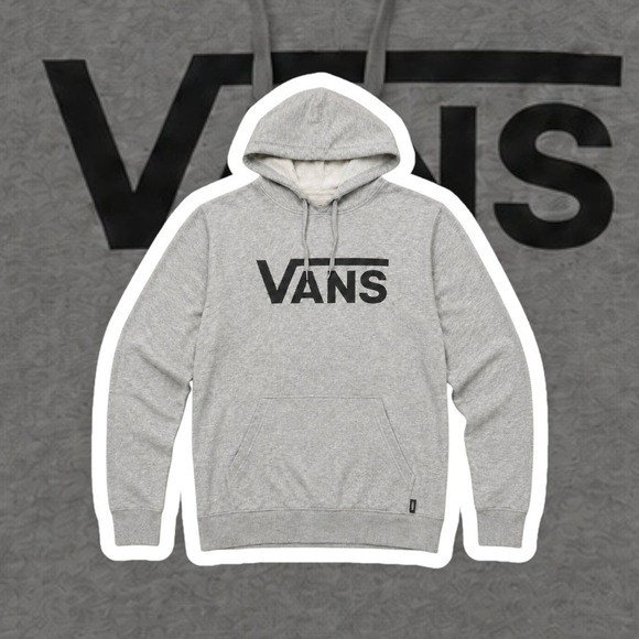 Vans Other - Vans Off The Wall Hoodie Mens Small Gray Black Logo Pullover Sweatshirt S 0262